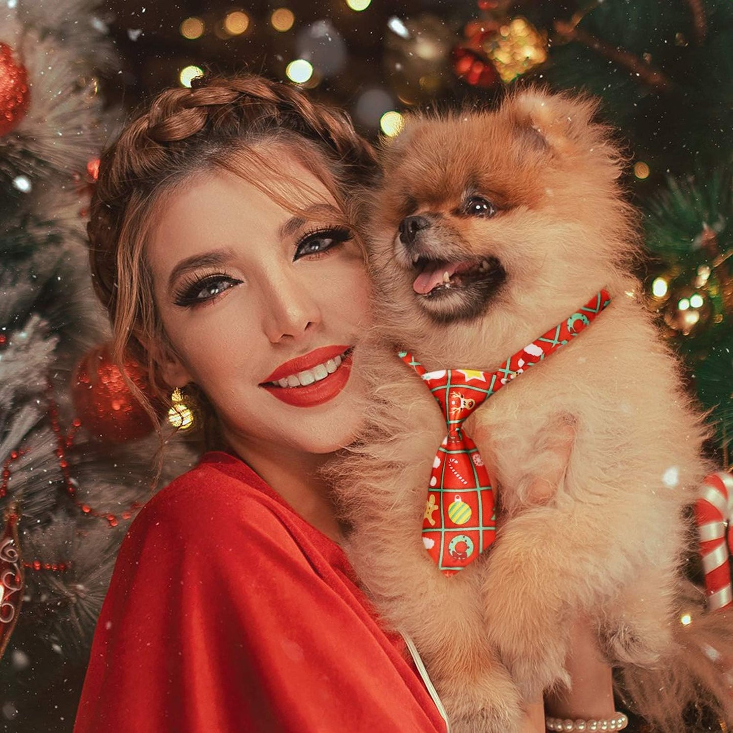 Dog Neck Ties, 30 Pcs Dog Ties with Adjustable Collar, Pet Bowties for Small Cats, Puppy Bowties Pets Neckties Grooming Bows Bulk for New Year Photography Holiday Wedding Festival Party
