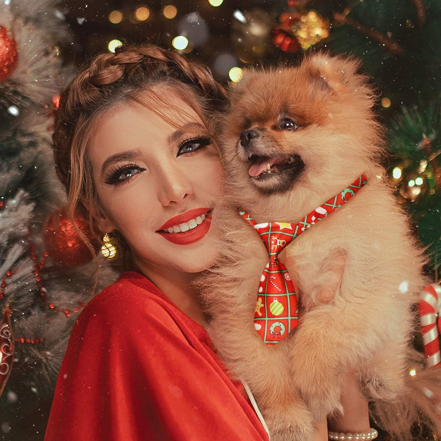 Dog Ties, 10 PCS Dog Bow Ties Christmas with Adjustable Collar, Pet Neckties for Small Pets, Puppy Neck Bowties Cats Grooming Bows Bulk for Photography Holiday Wedding Party Gift