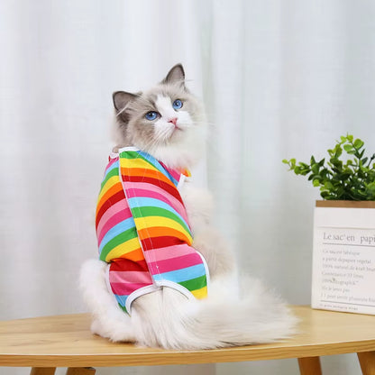 Cat Weaning Sterilization Suit Small Dog Cats Jumpsuit Anti-Lick Recovery Clothing after Surgery Cute Print Pet Care Clothes