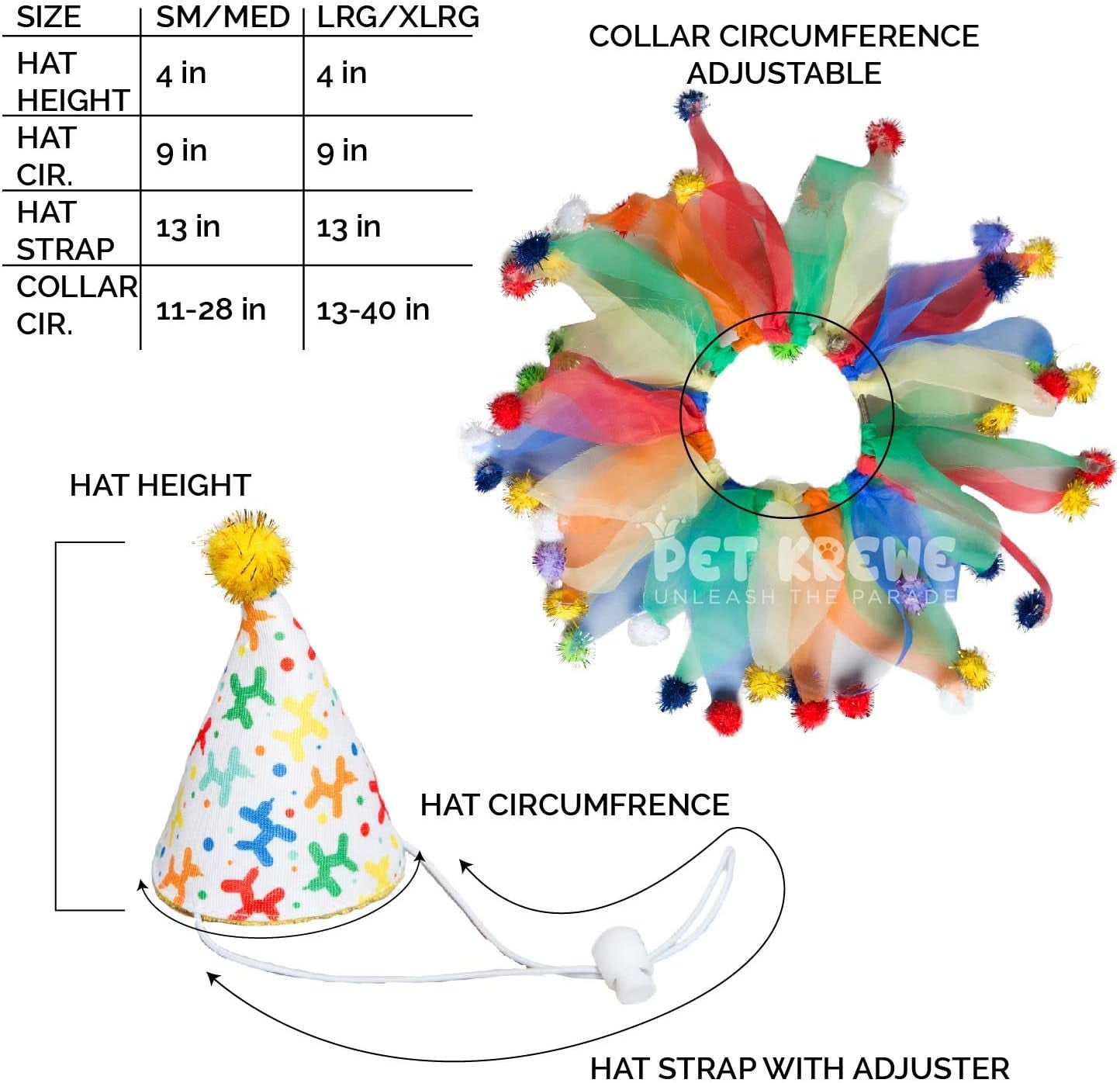 Dog Clown Costume Happy Birthday Hat & Collar Outfit | 1St Bday Party, National Cat Day, Photo Shoots & Celebrations | Doggie & Puppy Clothes | Ideal Gift for Small, Medium & Large Pets