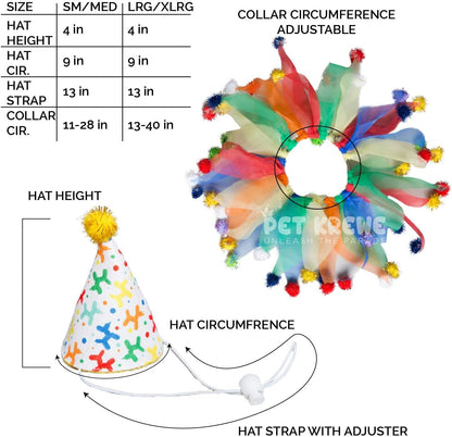 Dog Clown Costume Happy Birthday Hat & Collar Outfit | 1St Bday Party, National Cat Day, Photo Shoots & Celebrations | Doggie & Puppy Clothes | Ideal Gift for Small, Medium & Large Pets