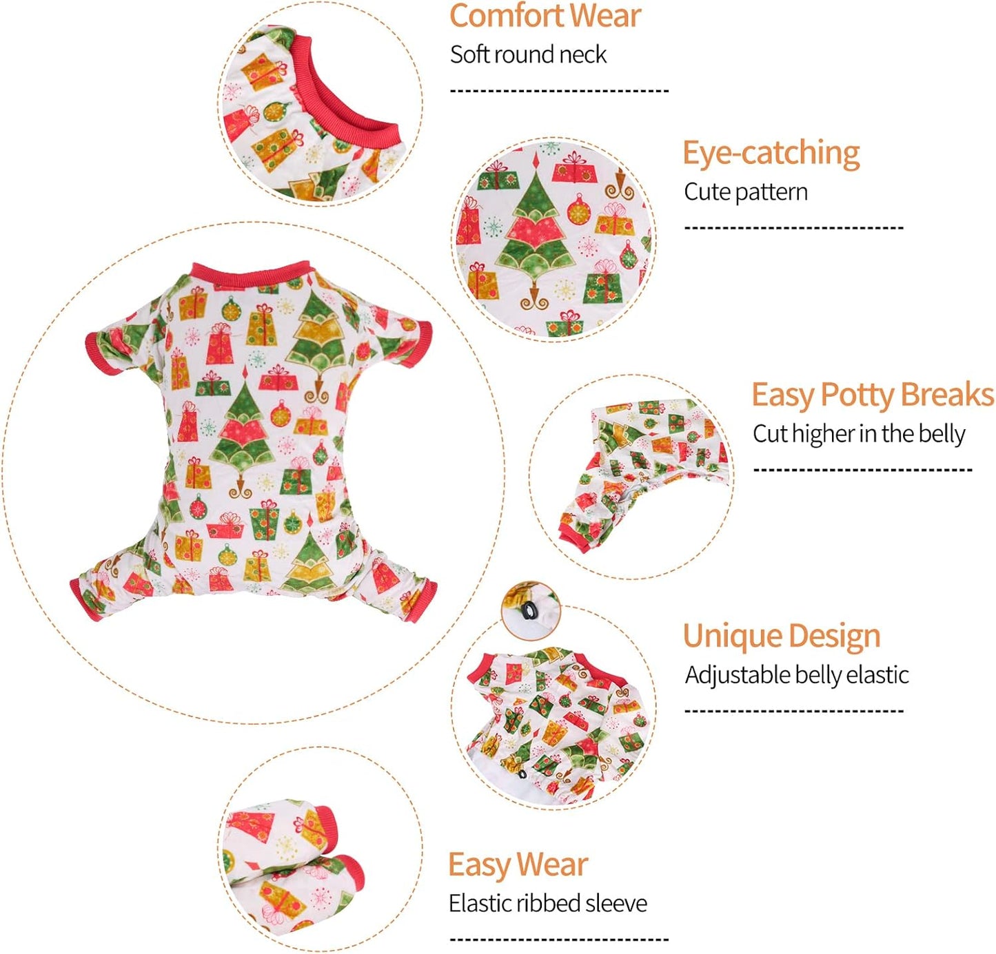 Small Dogs Christmas Outfit Soft Puppy Onesies Pjs Dog Pajamas Pet Coat Cat Apparel Comfy Doggie Jumpsuit Bodysuit for All Seasons P17S
