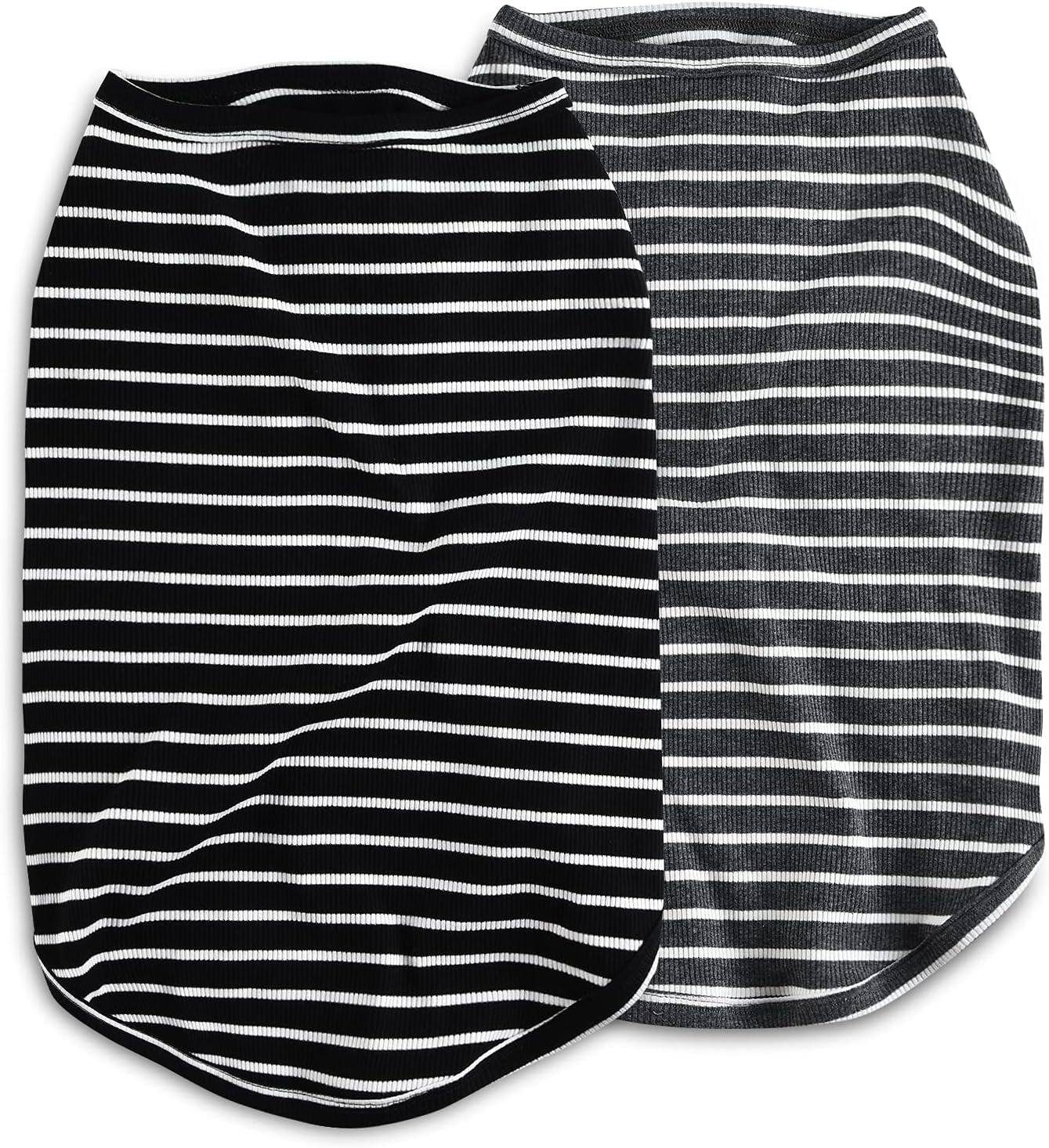 Dog Shirt Vest Lightweight Stretchy Dog T-Shirt Soft Cool Shirts Sleeveless Stripe Vests Breathable Clothes for Puppy Kitty Cats Small Medium Large Dogs 2 Pack Black + Grey [Xl/Extra Large]