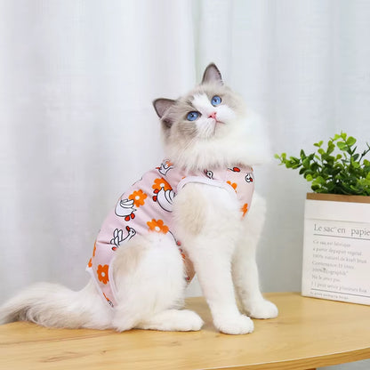 Cat Weaning Sterilization Suit Small Dog Cats Jumpsuit Anti-Lick Recovery Clothing after Surgery Cute Print Pet Care Clothes
