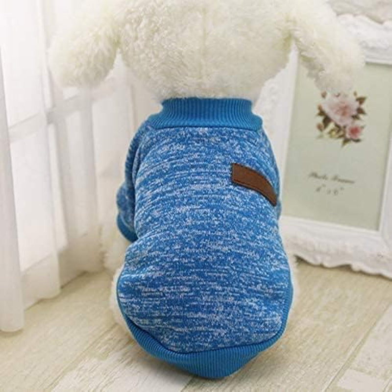 Pet Dog Classic Knitwear Sweater Soft Fleece Dog Coat Thickening Warm Pup Dogs Shirt Winter Pet Dog Cat Clothes Puppy Customes Clothing for Small Dogs (XXS, Blue)