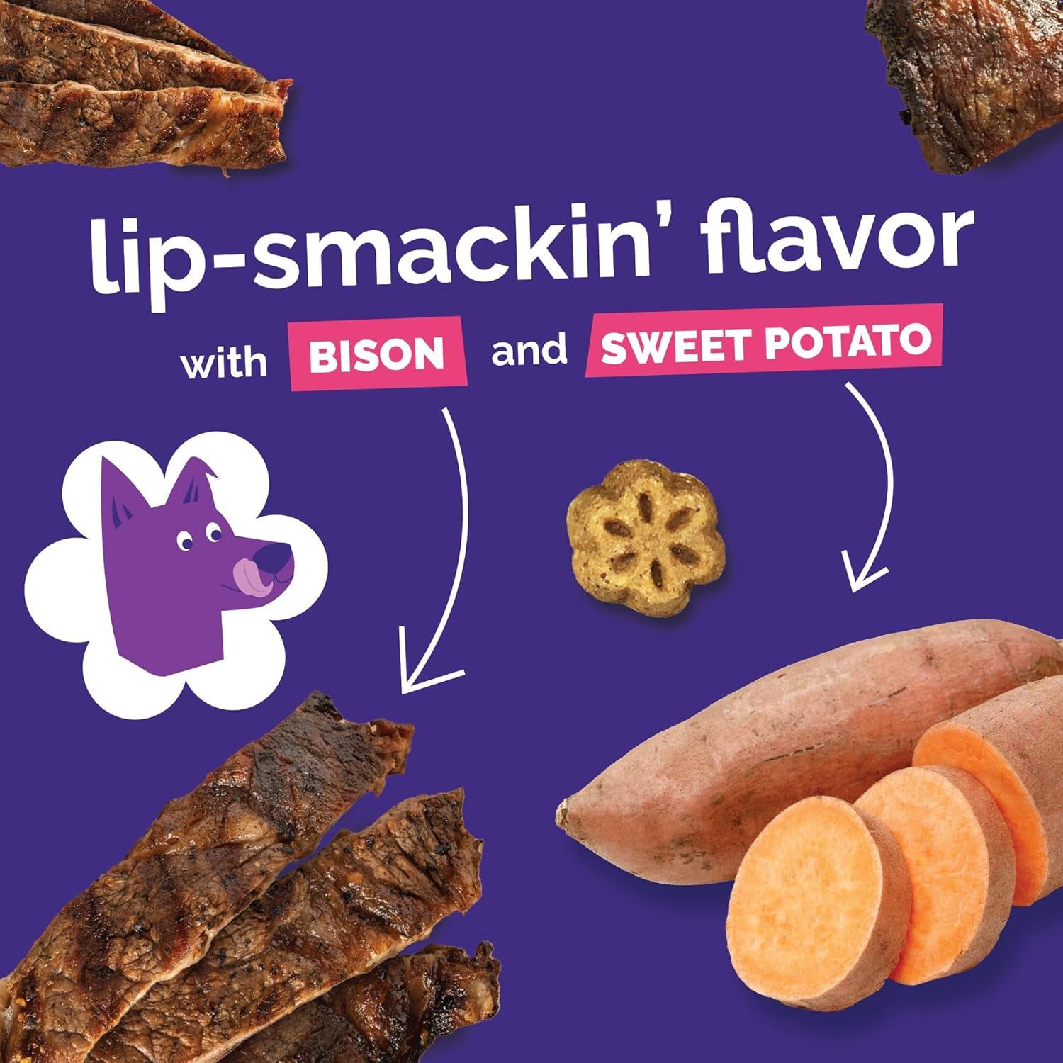 Skinny Mini Dog Treats, Healthy Sweet Potato Treat for Dogs, Low Calorie & Delicious, Puppy Training, No Wheat, Corn or Soy, Made in the USA, Grilled Bison Flavor, 12Oz