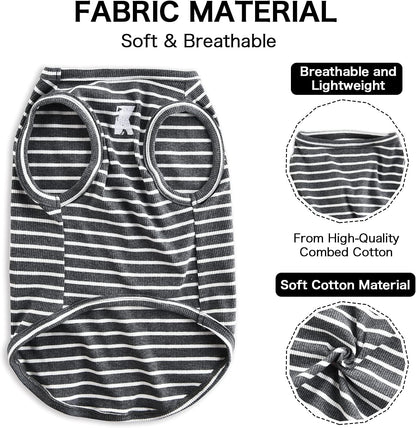 Dog Shirt Vest Lightweight Stretchy Dog T-Shirt Soft Cool Shirts Sleeveless Stripe Vests Breathable Clothes for Puppy Kitty Cats Small Medium Large Dogs 2 Pack Black + Grey [Xl/Extra Large]