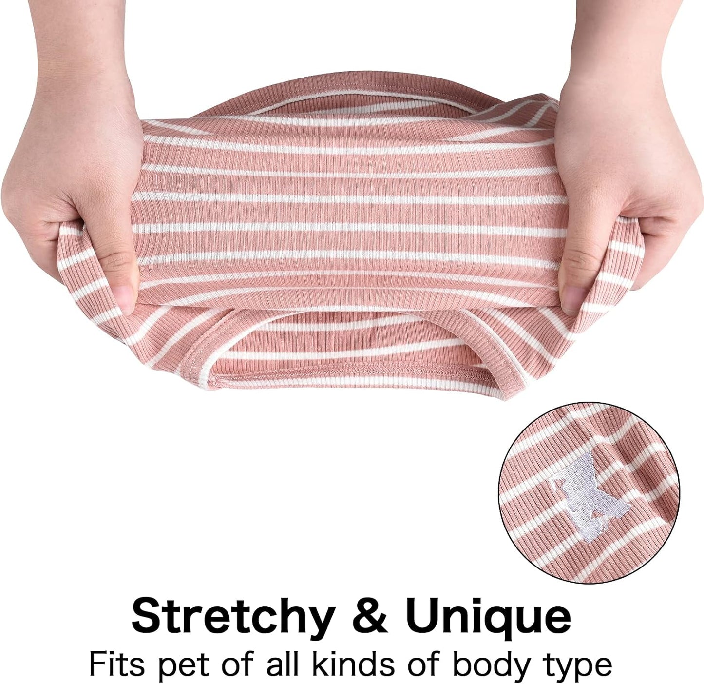 Dog Shirt Vest Lightweight Stretchy Dog T-Shirt Soft Cool Shirts Sleeveless Stripe Vests Breathable Clothes for Puppy Kitty Cats Small Medium Large Dogs 2 Pack Pink + Green [Xl/Extra Large]