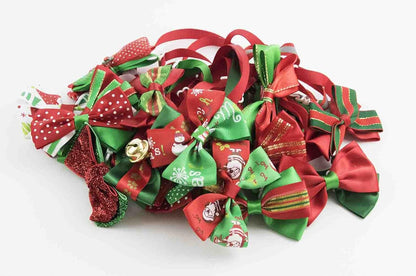 50Pcs Pack Bulk Christmas Small Dogs Bow Ties Collar Costume Cute Cats Adjustable Bowties Neckties Xmas Pet Grooming Accessories Assorted Randomly