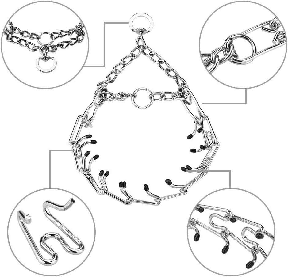 Prong Collars for Dogs, No Pull Dog Collar, Dog Training Collar for Large Medium Small Dogs, Stainless Steel Adjustable with Comfort Rubber Tips (Small, 2.5Mm, 15.6-Inch)