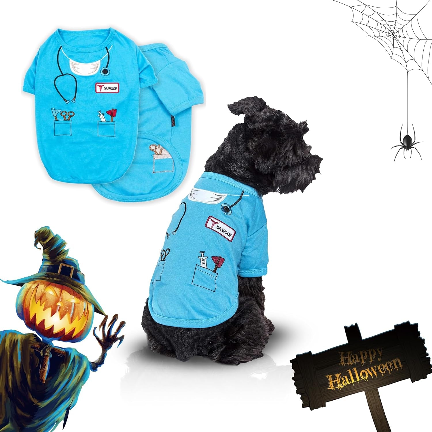 Dog Costume - Doctor Dog Costume - Halloween Shirt for Dogs - Doctor Cat Tshirt - Pet Halloween Tshirt - Shirt for Dogs - Sleeved Pet Tshirt - L