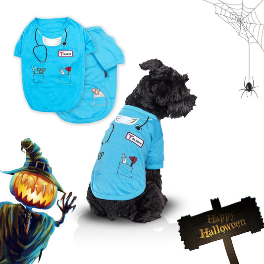Dog Costume - Doctor Dog Costume - Halloween Shirt for Dogs - Doctor Cat Tshirt - Pet Halloween Tshirt - Shirt for Dogs - Sleeved Pet Tshirt - L