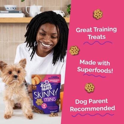 Skinny Mini Dog Treats, Healthy Sweet Potato Treat for Dogs, Low Calorie & Delicious, Puppy Training, No Wheat, Corn or Soy, Made in the USA, Grilled Bison Flavor, 12Oz