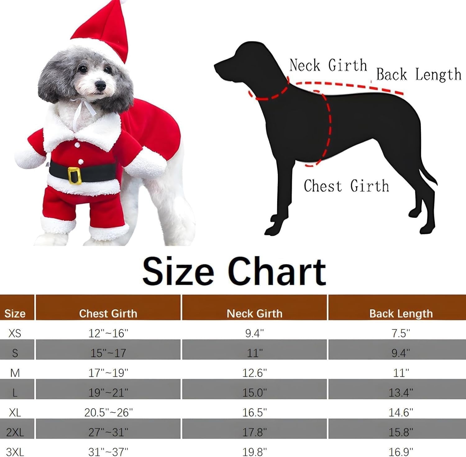 Pet Christmas Costumes Dog Suit with Cap Santa Claus Suit Dog Hoodies Cat Xmas Costumes (Red, L)