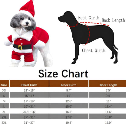 Pet Christmas Costumes Dog Suit with Cap Santa Claus Suit Dog Hoodies Cat Xmas Costumes (Red, L)