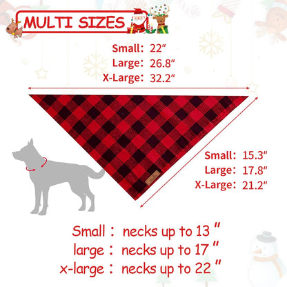 2 Pack Christmas Dog Bandanas, Classic Buffalo Red Plaid Dog Bandana for Girl and Boy, Pet Scarf Bibs Pet Costume Outfit Accessories for Small and Extra Large Dogs Pets (Small)