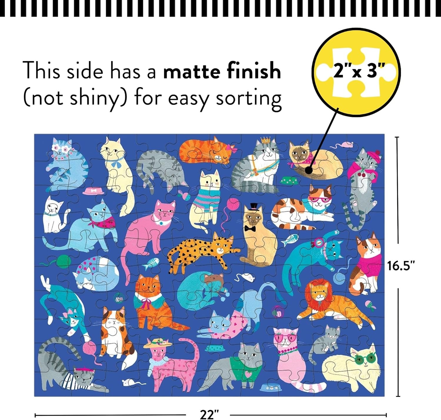 Cats and Dogs Double-Sided Puzzle, 100 Pieces, 22”X16.5” – Perfect Family Puzzle for Ages 6+ - Colorful Illustrations of Dogs on One Side and Cats on the Other – Two Fun Puzzles in One Box