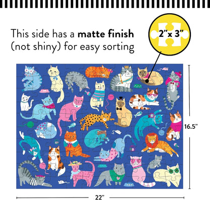 Cats and Dogs Double-Sided Puzzle, 100 Pieces, 22”X16.5” – Perfect Family Puzzle for Ages 6+ - Colorful Illustrations of Dogs on One Side and Cats on the Other – Two Fun Puzzles in One Box