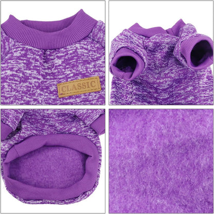 Pet Dog Classic Knitwear Sweater, Soft Fleece Coat for Small,Medium Dog,Warm Pet Dog Cat Clothes,Puppy Customes 2 Color (XXL, Purple)