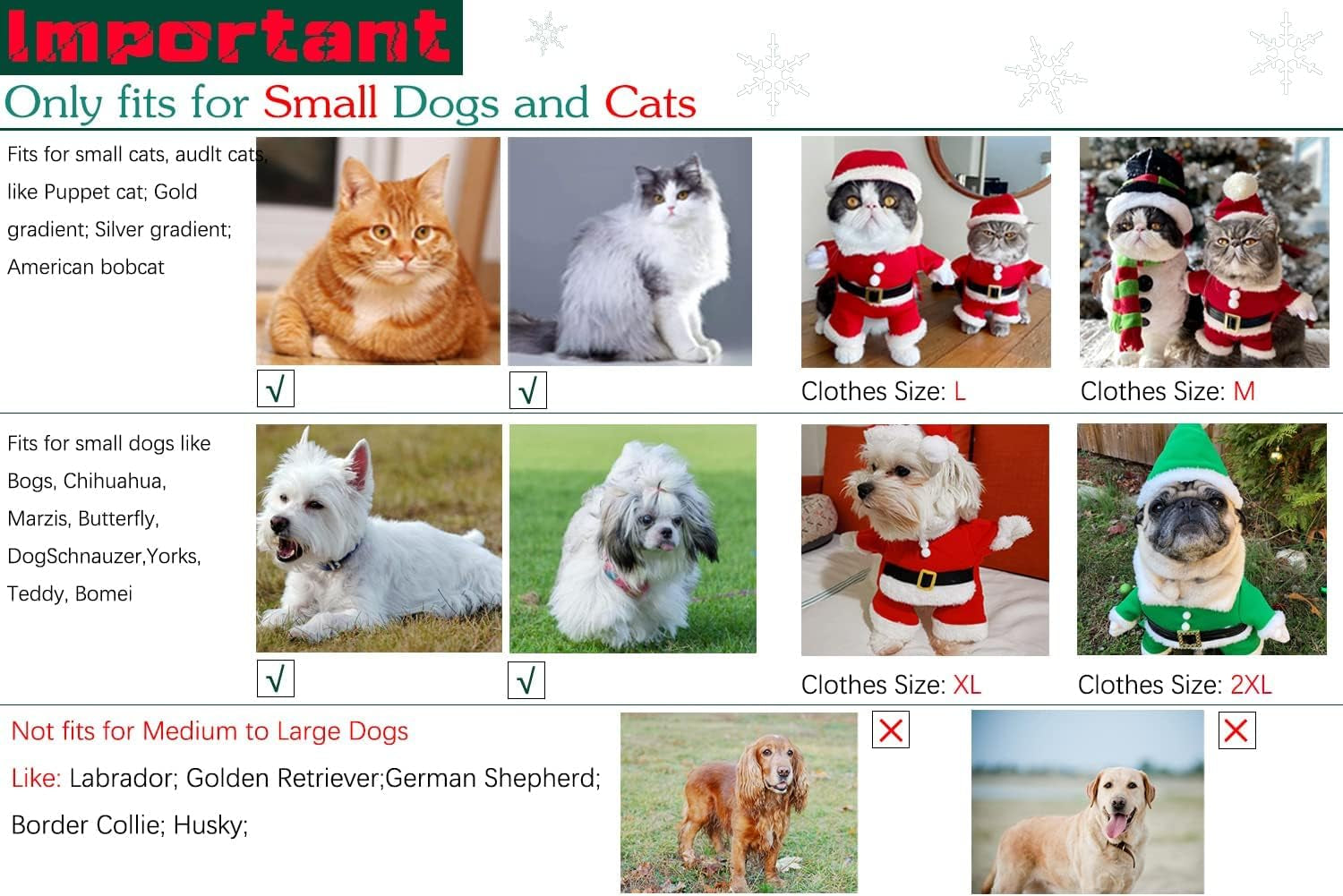 Pet Christmas Costumes Dog Suit with Cap Santa Claus Suit Dog Hoodies Cat Xmas Costumes (Red, L)