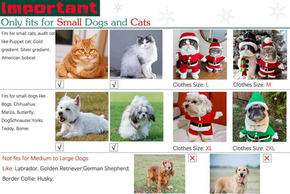 Pet Christmas Costumes Dog Suit with Cap Santa Claus Suit Dog Hoodies Cat Xmas Costumes (Red, L)