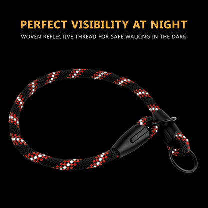Rope Pro Training Dog Collar Braided No Pull Quick Release round Lead Collars for Dogs Small Medium Large Puppy (XS - 15.7" Long, Orange)