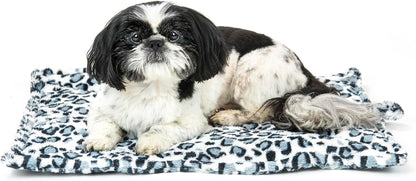 Thermanap Self-Warming Cat Bed for Indoor Cats & Small Dogs, Washable & Reflects Body Heat - Quilted Faux Fur Reflective Bed Mat - Snow Leopard, Small