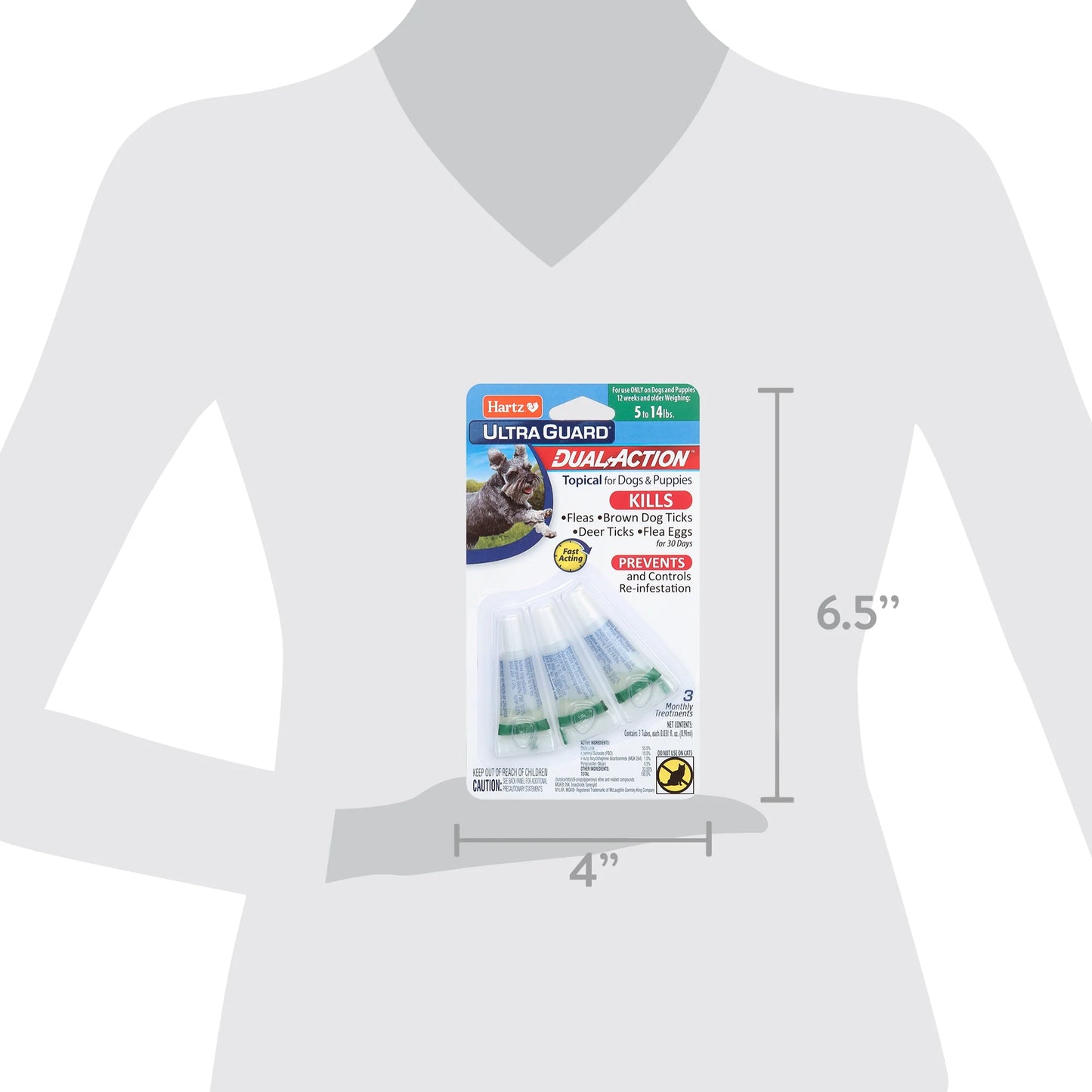 (4 Pack)  Ultraguard Dual Action Flea & Tick Topical for Small Dogs 5-14Lbs, 3 Monthly Treatments