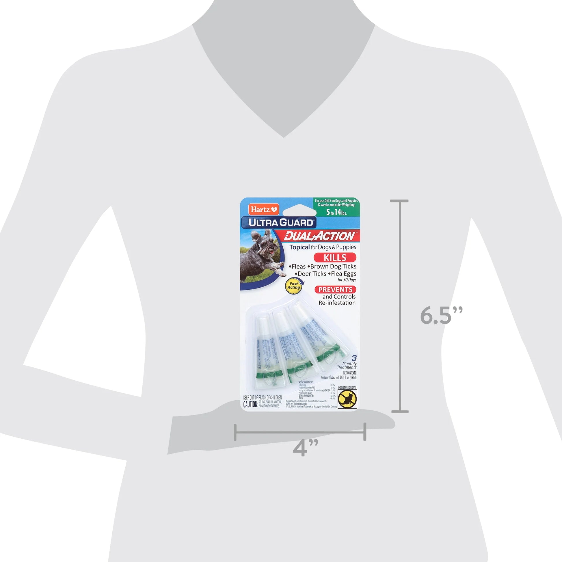 (4 Pack)  Ultraguard Dual Action Flea & Tick Topical for Small Dogs 5-14Lbs, 3 Monthly Treatments