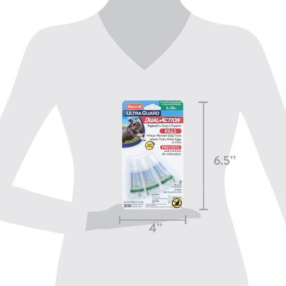 (4 Pack)  Ultraguard Dual Action Flea & Tick Topical for Small Dogs 5-14Lbs, 3 Monthly Treatments